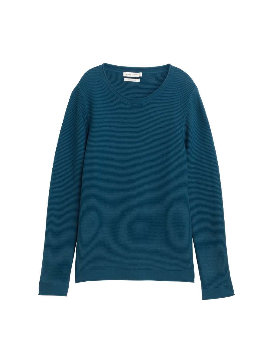 TOM TAILOR RIBBED PULLOVER - DARK TEAL