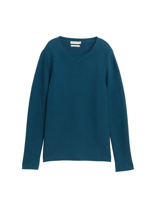 TOM TAILOR RIBBED PULLOVER - DARK TEAL