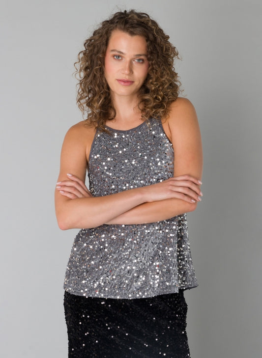 YEST PIETJE SEQUINNED SLEEVELESS TOP - GREY