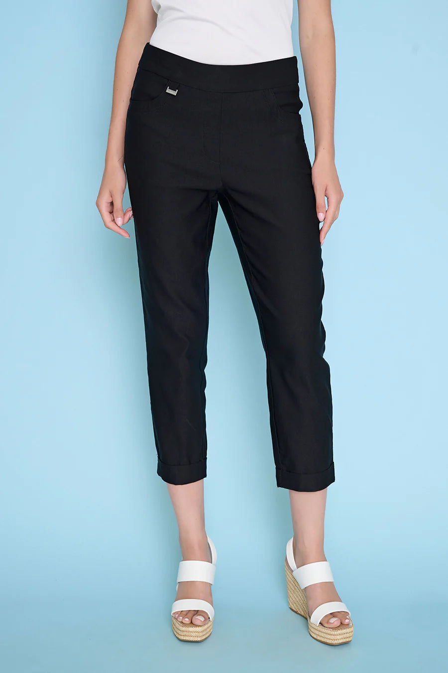 PICADILLY CUFFED CAPRI - BLACK
