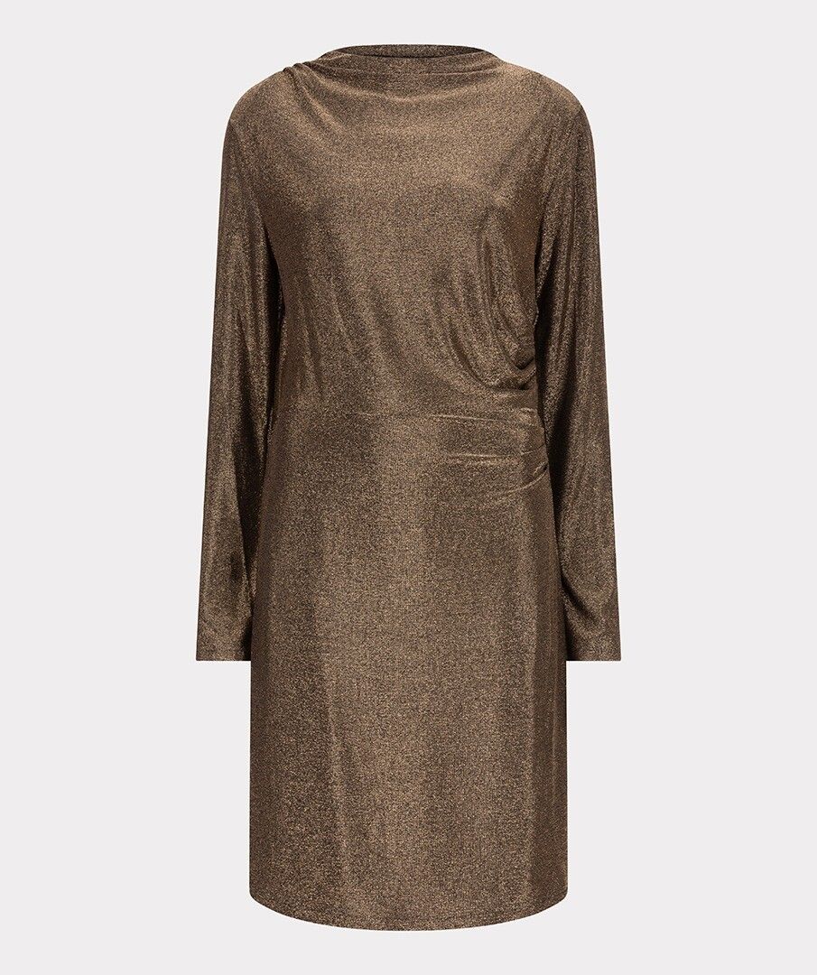 ESQUALO SMOCK GLITTER DRESS - GOLD