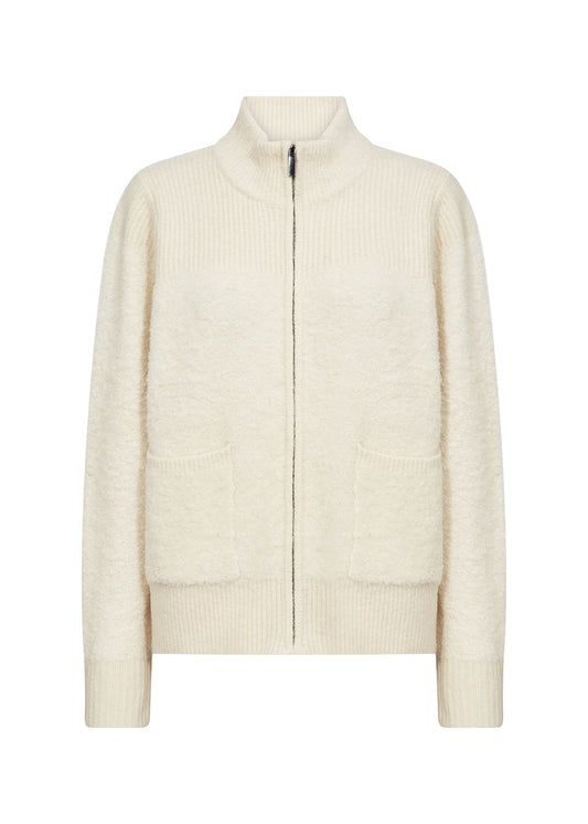 SOYACONCEPT VENCHE FRONT ZIP CARDIGAN - CREAM