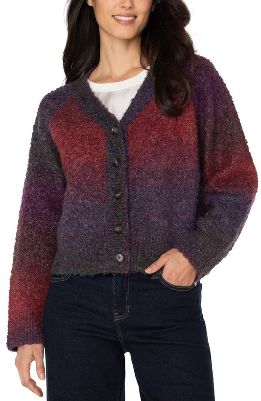 LIVERPOOL KNIT CARDIGAN - BURGUNDY OMBRE