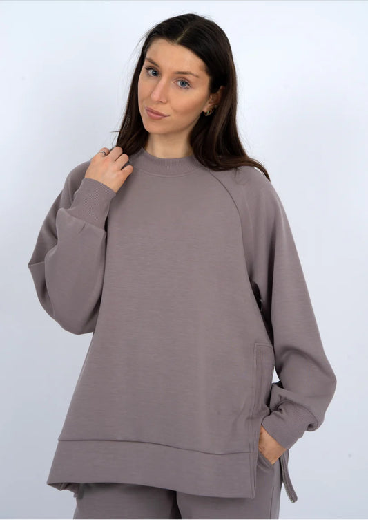 RD STYLE PENALA SOFT KNIT PULLOVER WITH SIDE ZIPPER - FOG