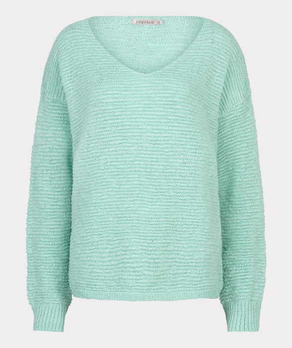 ESQUALO V-NECK TAPE YARN SWEATER - MINT - Vi-Leen's Fashions