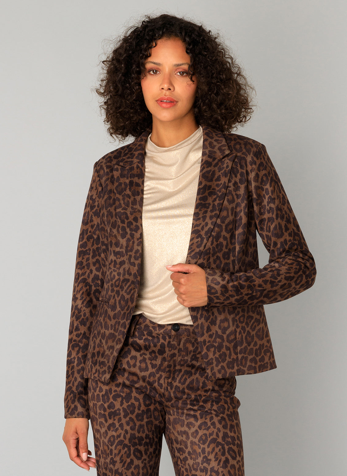 YEST CLARISSA LEOPARD PRINT BLAZER