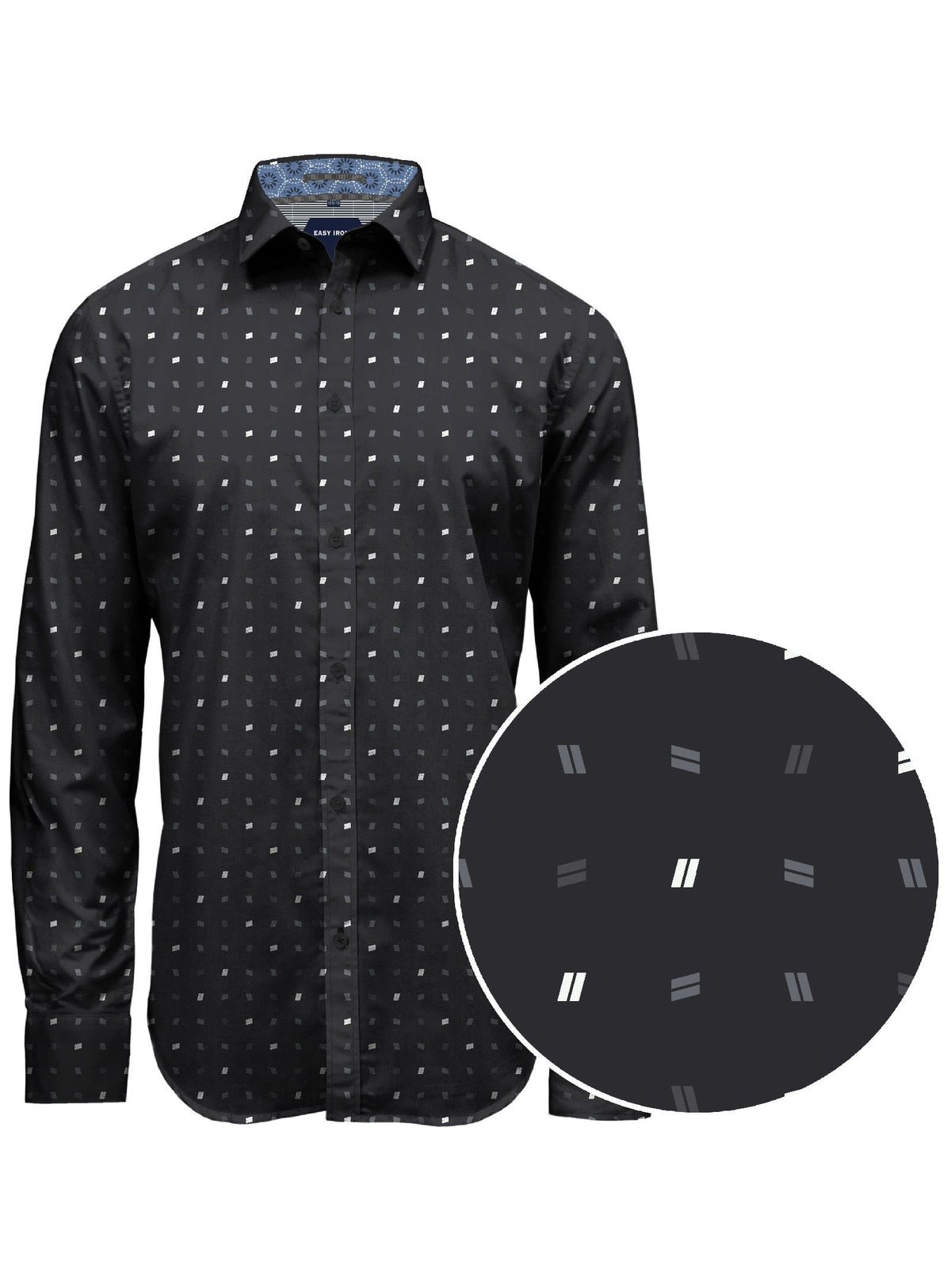 MEN'S POINT ZERO POLY/COTTON LUXURY PRINT SHIRT - BLACK - Vi-Leen's Fashions