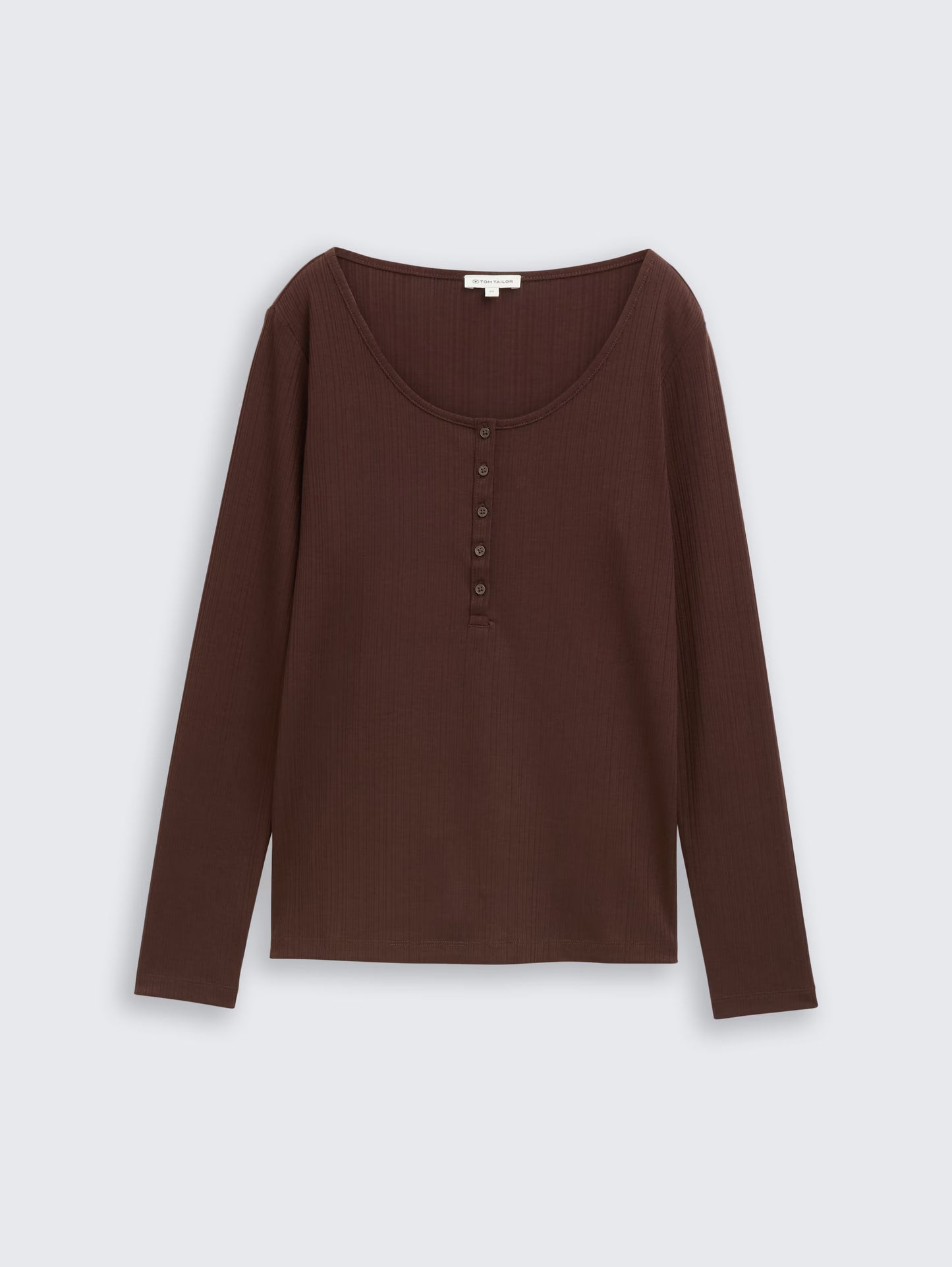 TOM TAILOR HENLEY TOP - PECAN BROWN