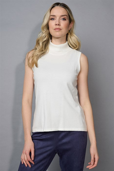PICADILLY SLEEVELESS TURTLENECK - OFF WHITE
