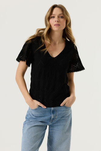 GARCIA ALL OVER EYELET TOP - BLACK - Vi-Leen's Fashions