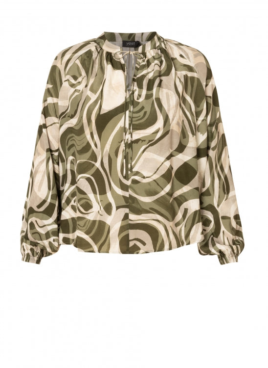YEST CARMEN BLOUSE - ARMY GREEN
