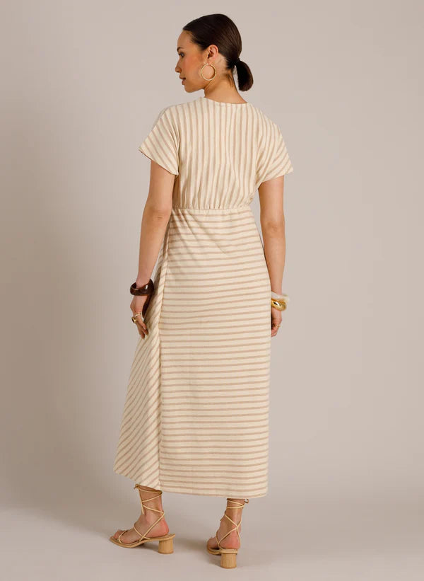 YEST MIREILLE DRESS - CREAM/TAUPE - Vi-Leen's Fashions