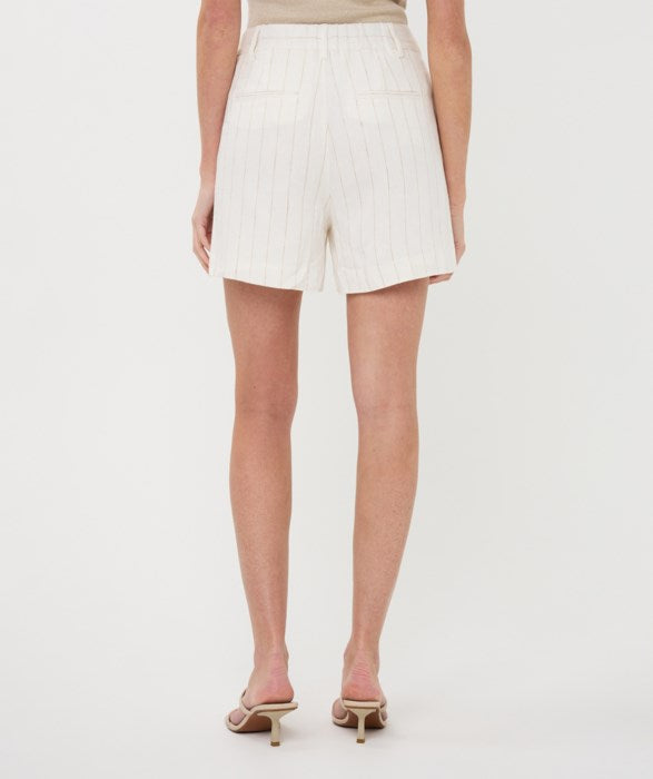 ESQUALO LINEN STRIPE LINED SHORT - OFF WHITE/SAND - Vi-Leen's Fashions