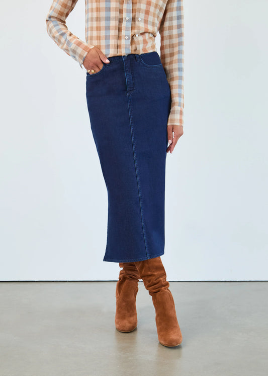 FDJ COLUMN MIDI DENIM SKIRT