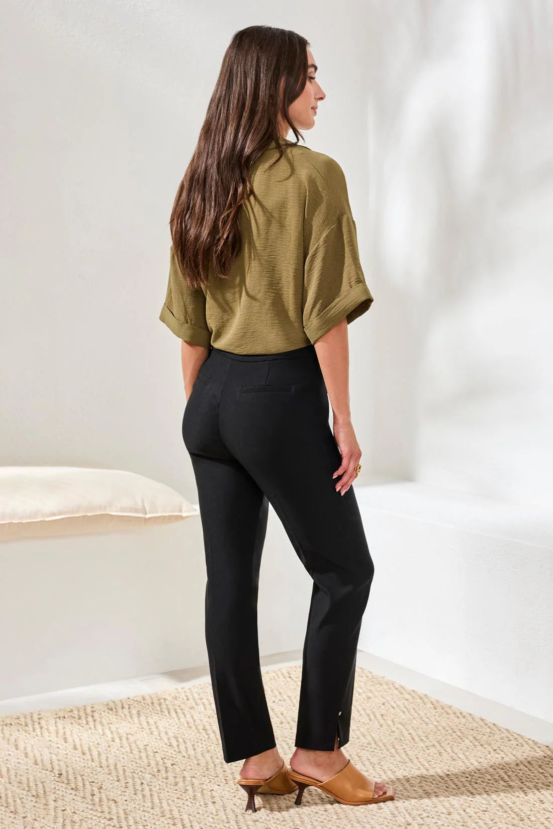 TRIBAL FLATTEN IT PULL ON ANKLE PANT - BLACK