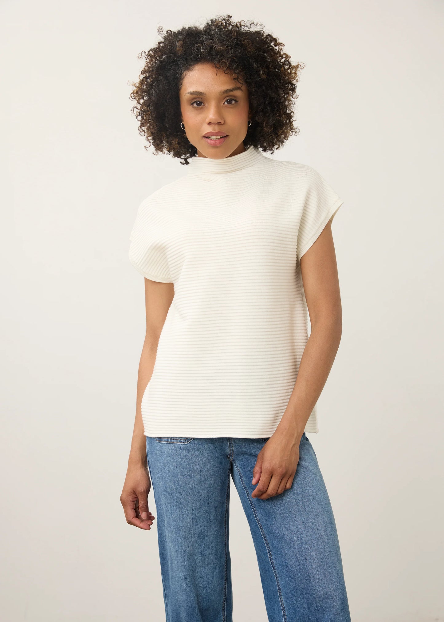 FDJ OTTOMAN CAP SLEEVE SWEATER - CREAM