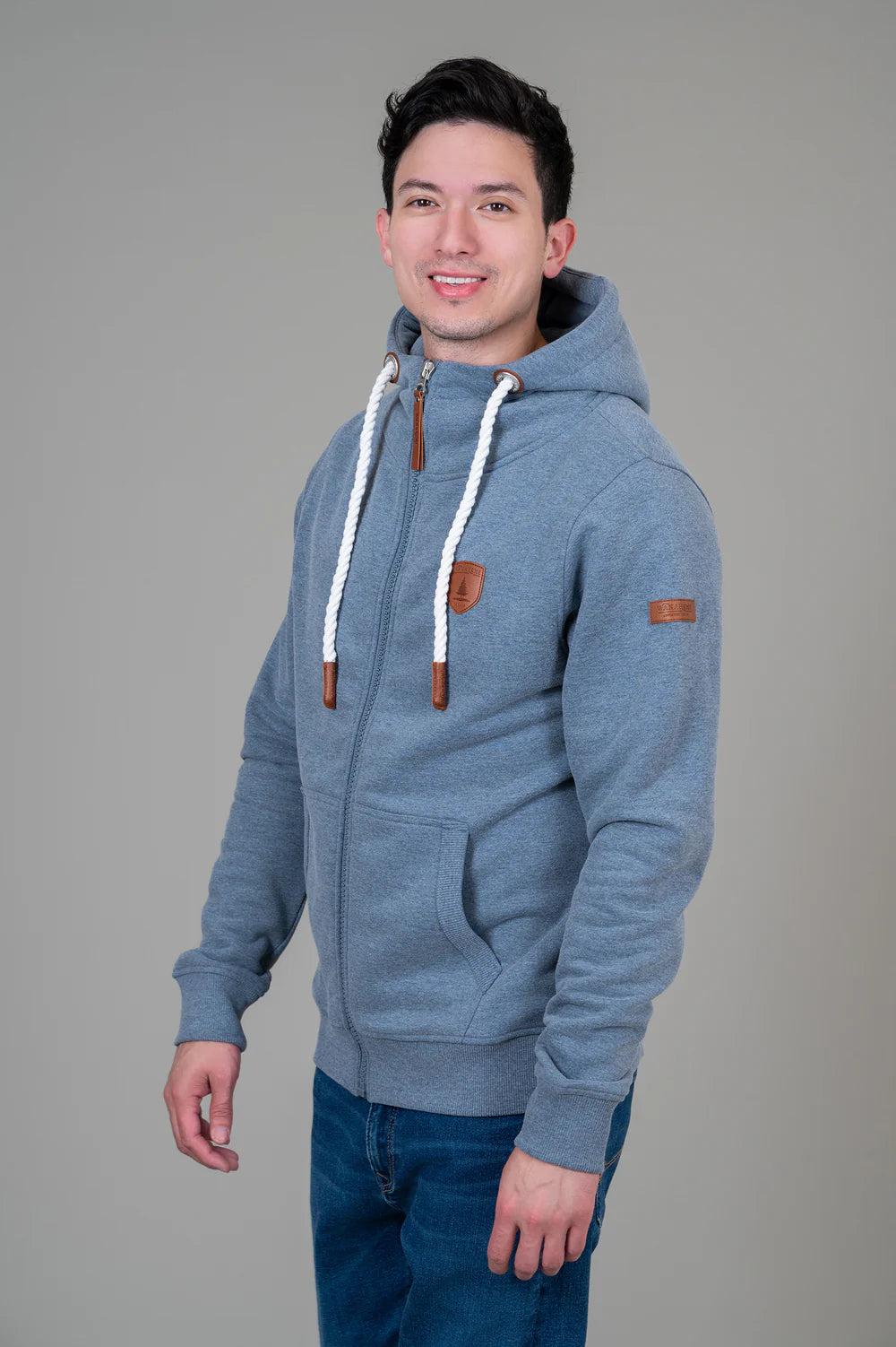 MEN'S WANAKOME ZEUS FRONT ZIP HOODIE - DENIM BLUE