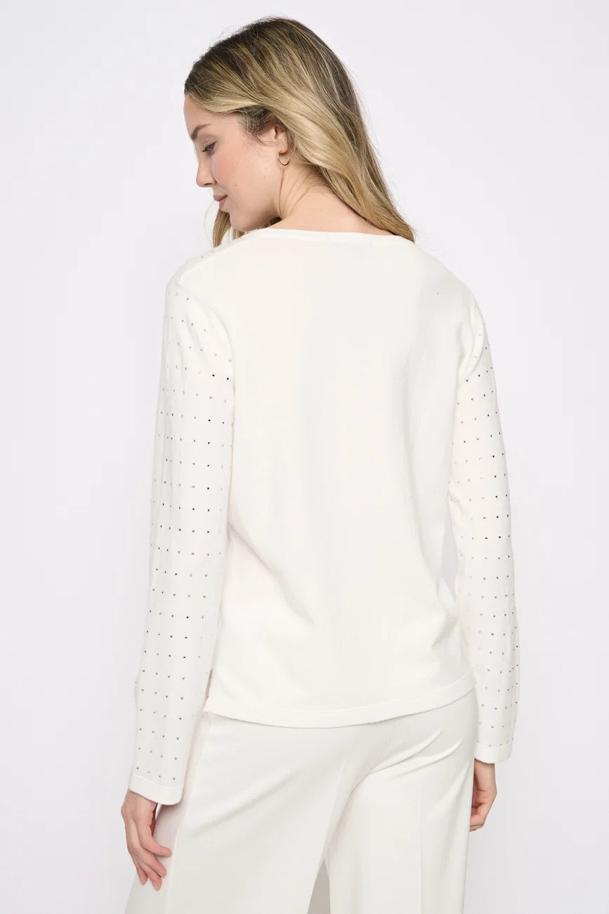 PICADILLY RHINESTONE TOP - OFF WHITE