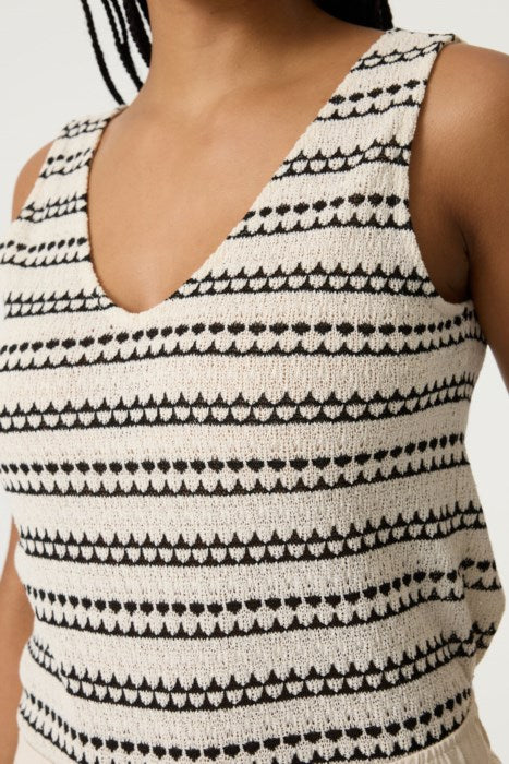 GARCIA KNIT TANK - CREAM/BLACK