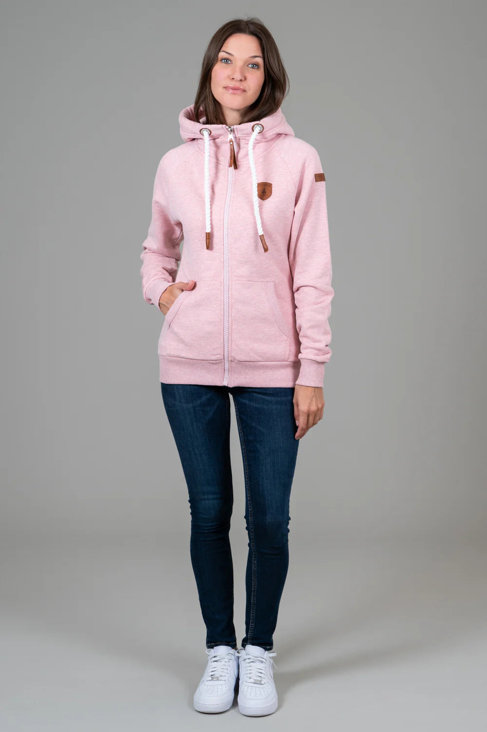 LADIES WANAKOME HERA FRONT ZIP HOODIE - HEATHER PINK