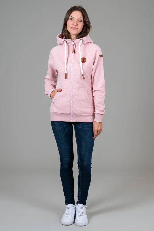 LADIES WANAKOME HERA FRONT ZIP HOODIE - HEATHER PINK