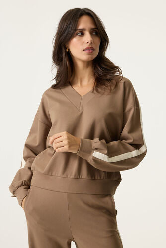 GARCIA V-NECK SWEATSHIRT - SOFT TAUPE - Vi-Leen's Fashions