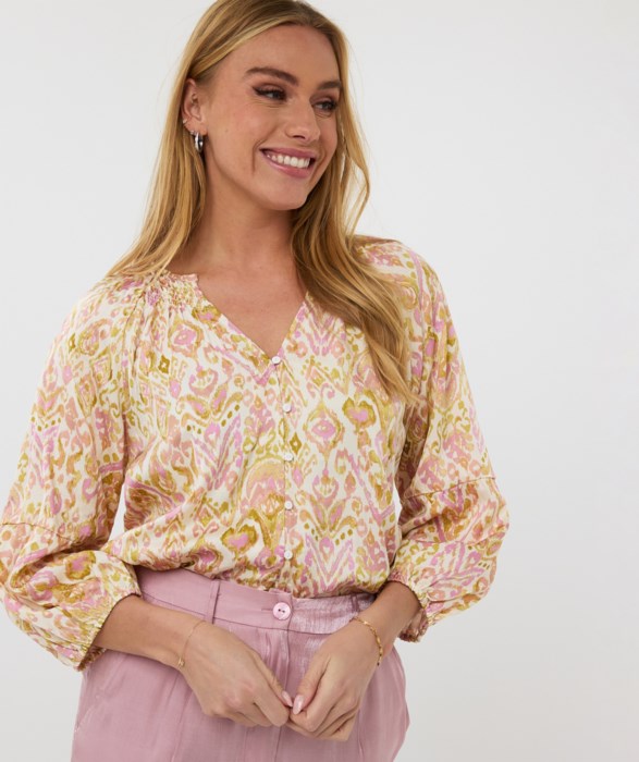 ESQUALO PRINT BUTTON FRONT BLOUSE