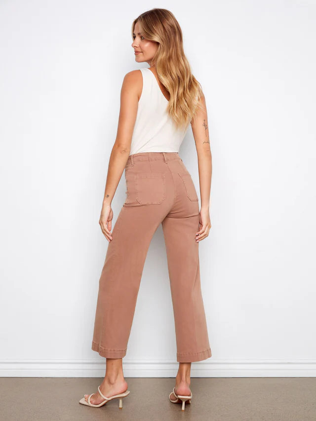 CHARLIE B CROPPED WIDE LEG TWILL JEAN - DESERT - Vi-Leen's Fashions