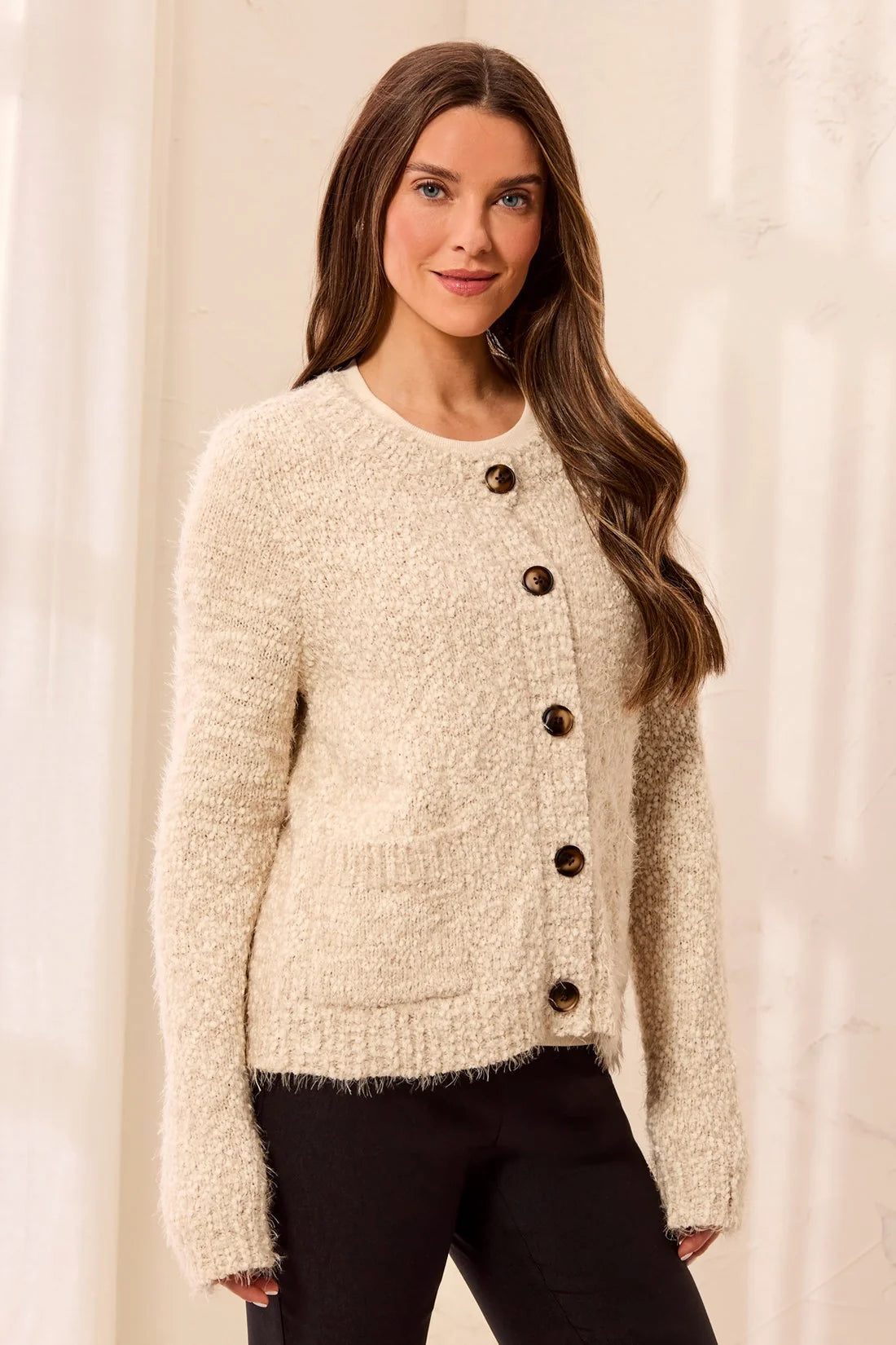 TRIBAL CARDIGAN WITH POCKETS - BIRCH