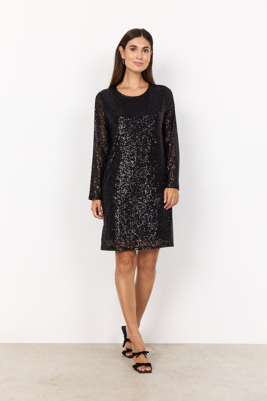 SOYACONCEPT NANETT SEQUINS DRESS - BLACK - Vi-Leen's Fashions