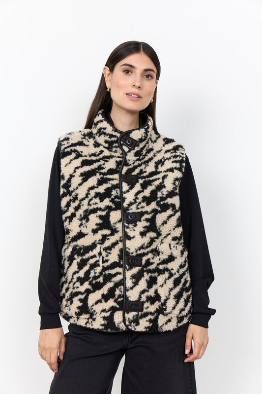 SOYACONCEPT GIDA REVERSIBLE VEST - BLACK/CREAM
