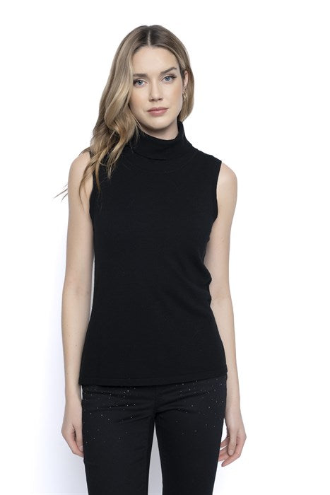 PICADILLY SLEEVELESS TURTLENECK - BLACK