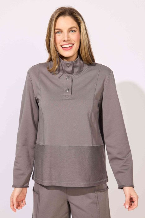 ESCAPE EVERYDAY QUARTER SNAP PULLOVER - VOLCANO - Vi-Leen's Fashions