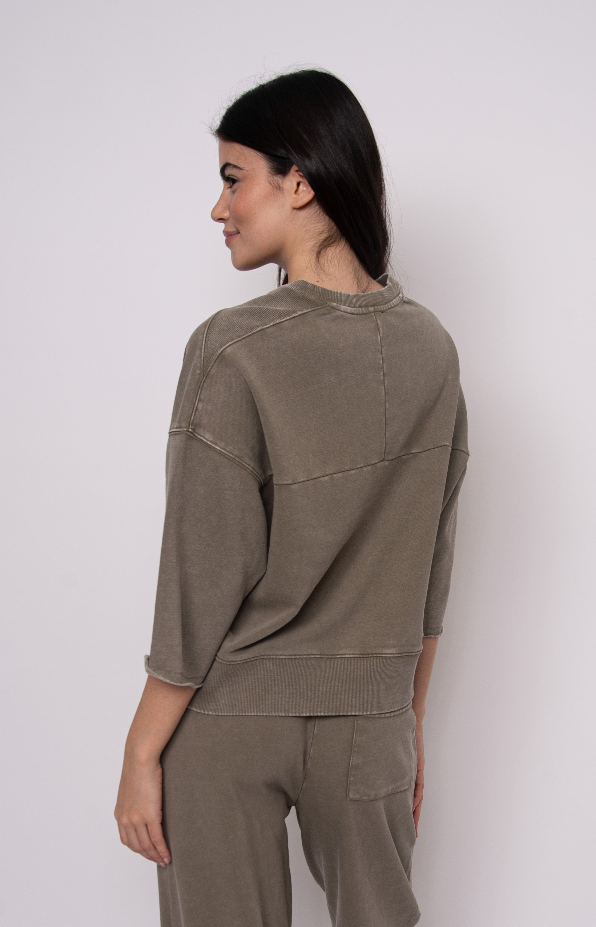 RD STYLE BRIE FRENCH TERRY SHORT SLEEVE TOP - OLIVE - Vi-Leen's Fashions