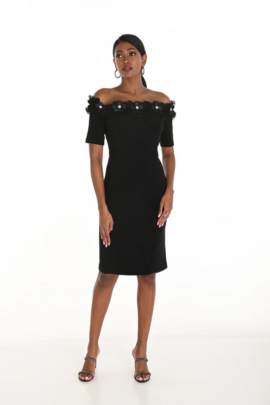 FRANK LYMAN OFF SHOULDER DRESS - BLACK