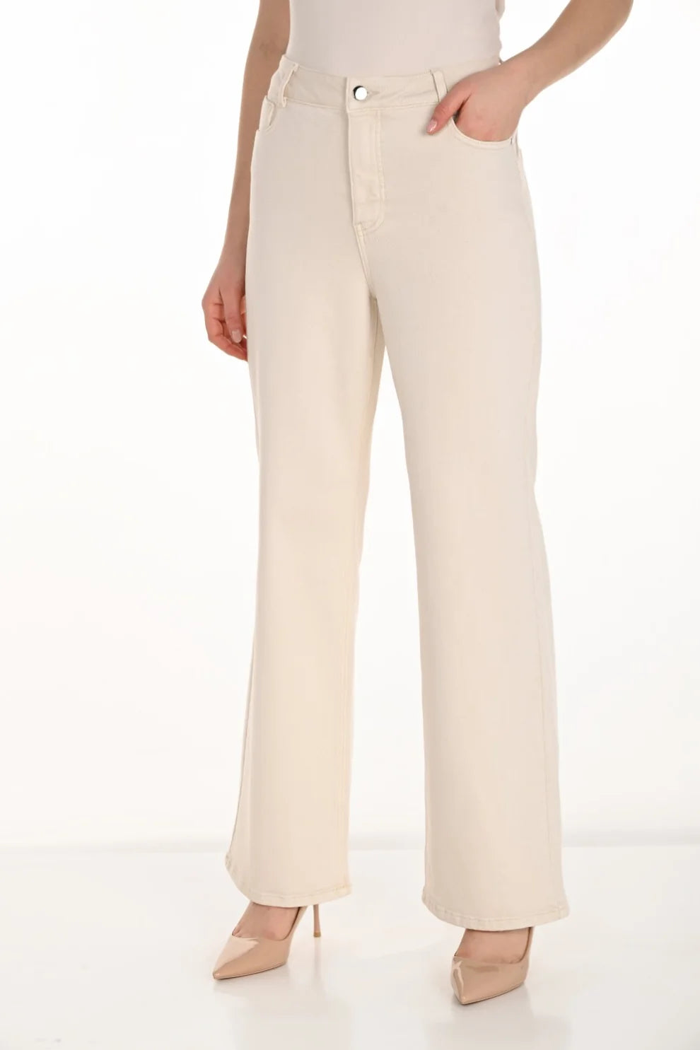 FRANK LYMAN WIDE LEG JEAN - CHAMPAGNE - Vi-Leen's Fashions