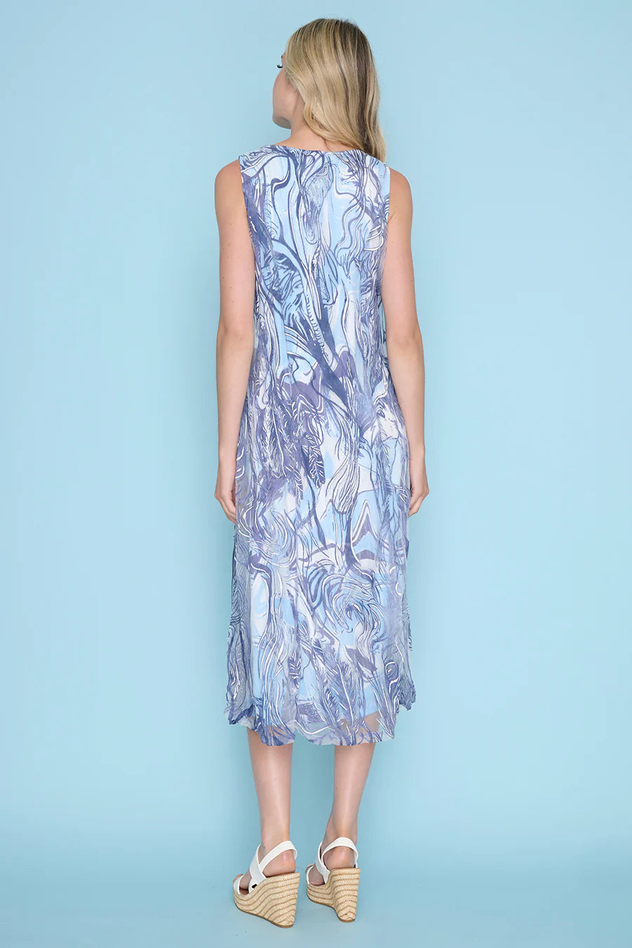 PICADILLY MESH OVERLAY DRESS - DENIM MULTI - Vi-Leen's Fashions