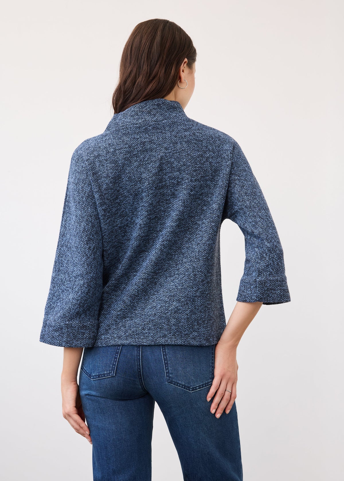 FDJ BOAT MOCK NECK KNIT POPOVER - INDIGO