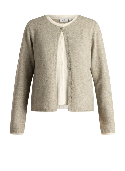 YEST BRANDI FOOLER CARDIGAN - OLIVE/CREAM