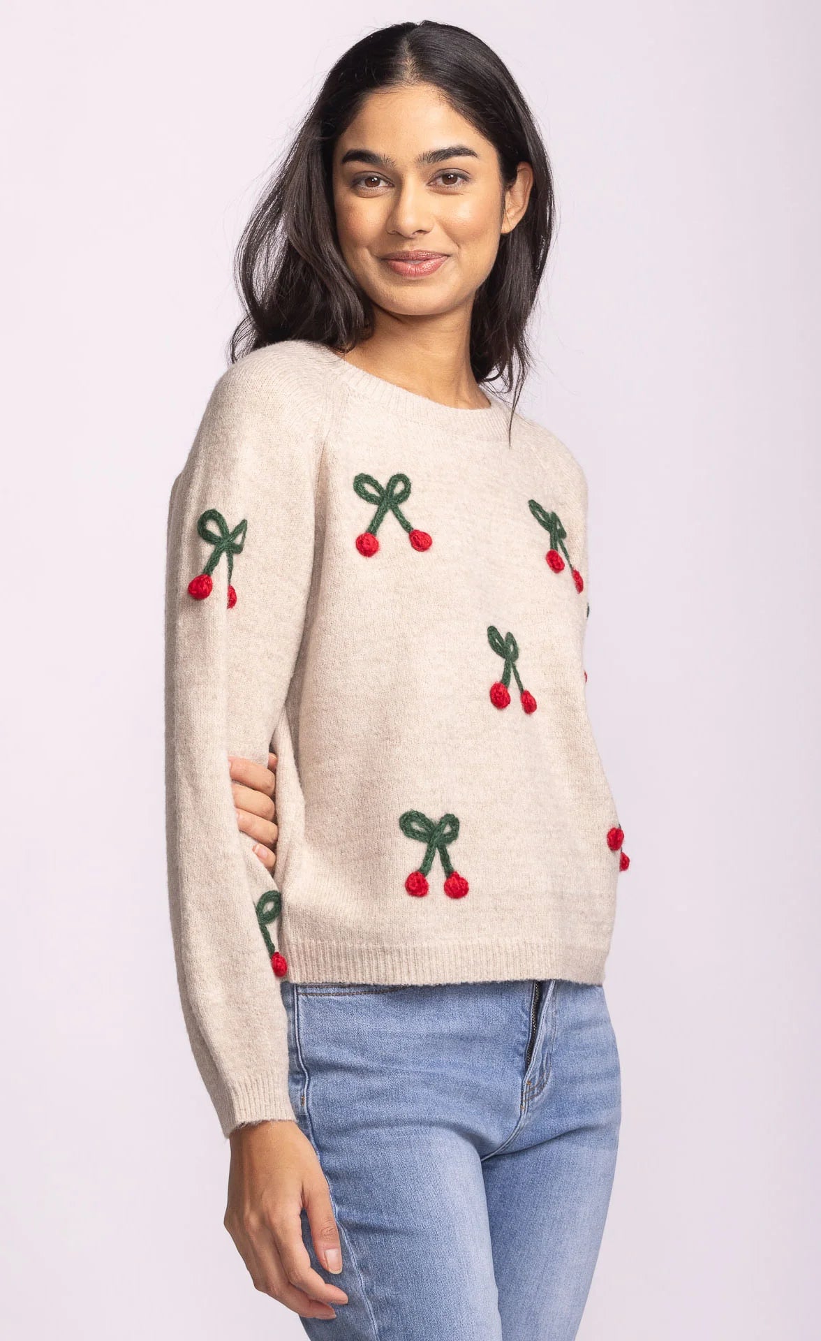 PINK MARTINI MON CHERRY SWEATER - BEIGE