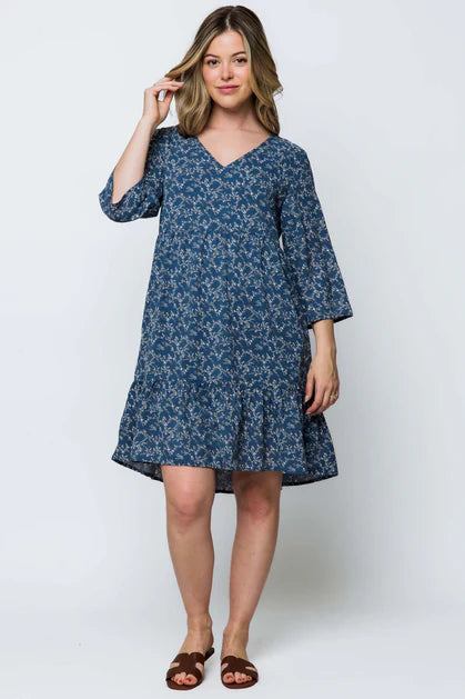 ORB GRACE TIERED DRESS - BLUE VINE - Vi-Leen's Fashions