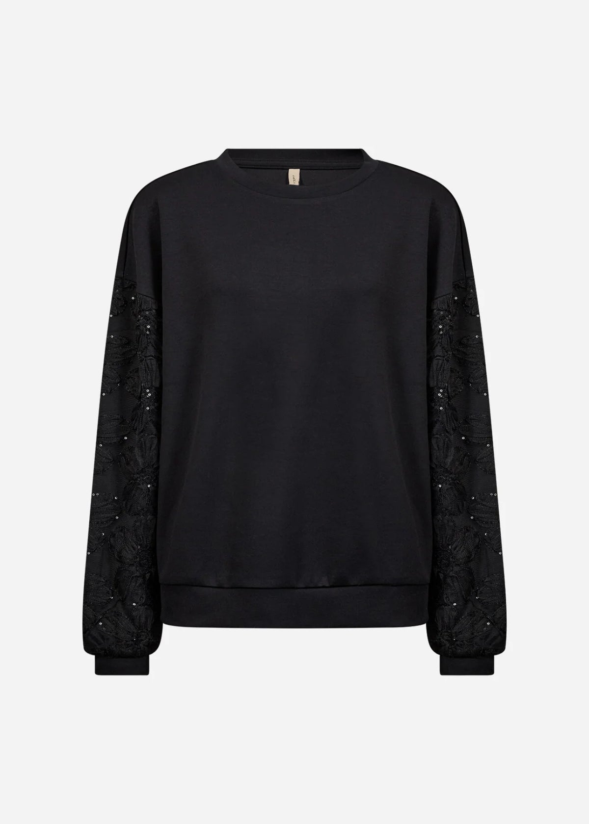 SOYACONCEPT BANU EMBROIDERED SEQUINS SLEEVE PULLOVER - BLACK - Vi-Leen's Fashions