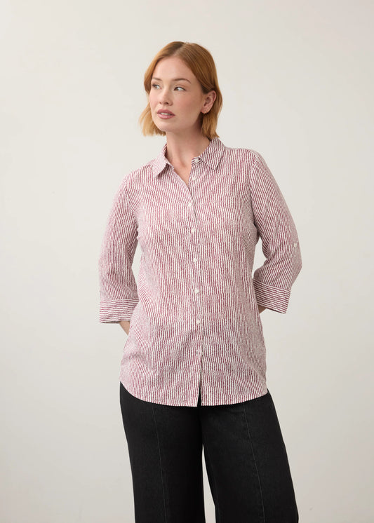 FDJ LONG SLEEVE STRIPE BLOUSE - FIG - Vi-Leen's Fashions