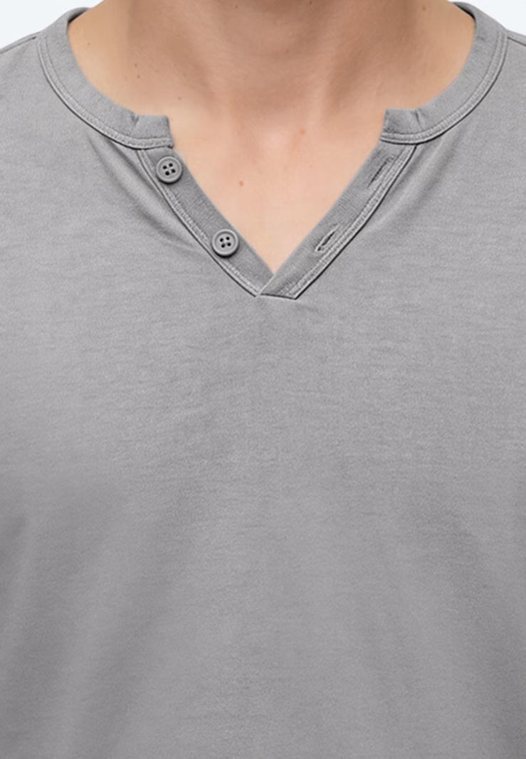 BLEND LONG SLEEVE HENLEY - GREY