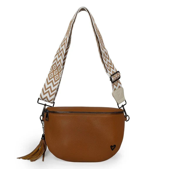 KIMBERLEY VEGAN LEATHER CROSSBODY - CAMEL
