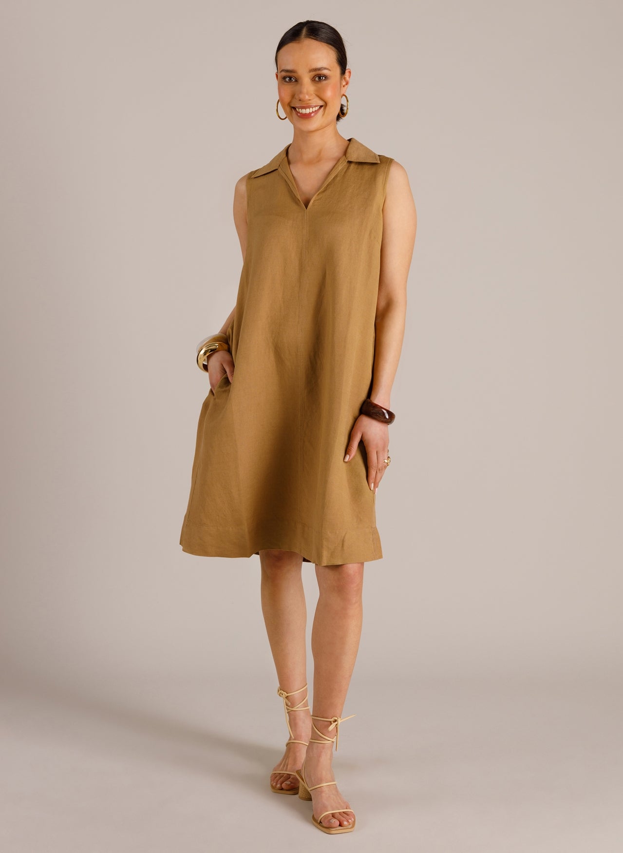 YEST METTE LINEN DRESS - TAUPE - Vi-Leen's Fashions