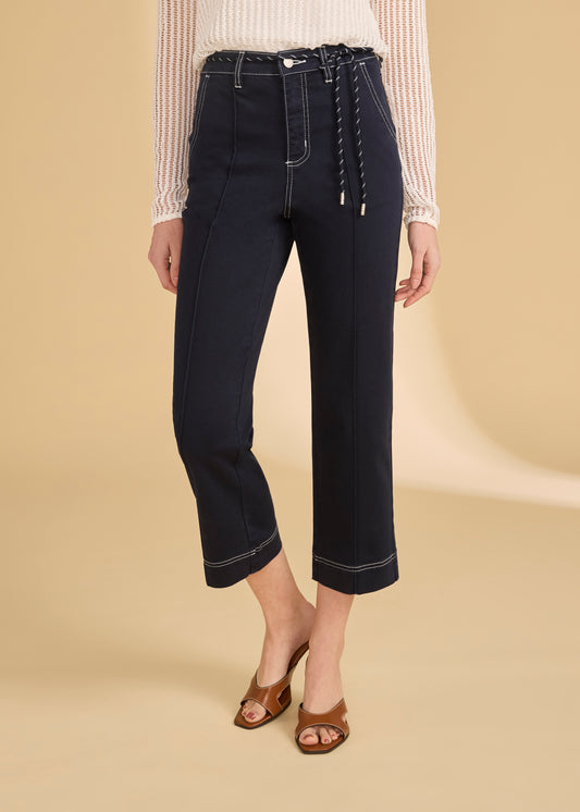 FDJ SUZANNE STRAIGHT CROP PANT - NAVY