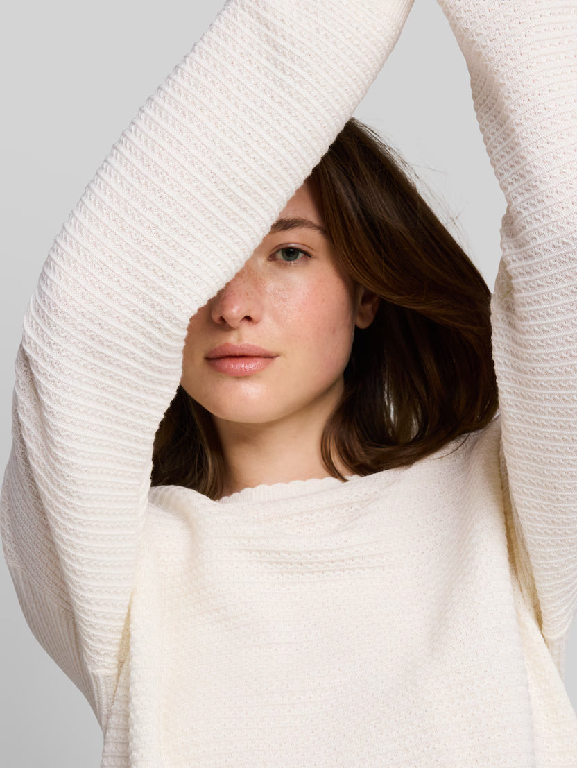 TOM TAILOR PULLOVER WITH WAVY EDGES - CREAM - Vi-Leen's Fashions