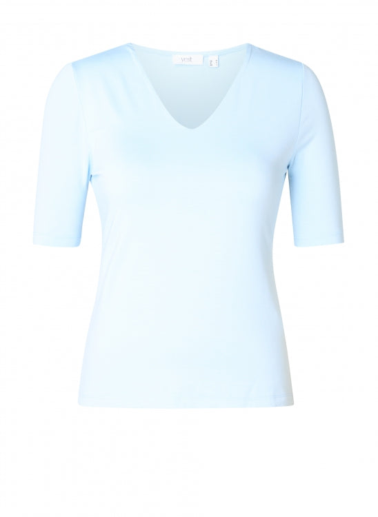 YEST RAMONA V-NECK TOP - LIGHT BLUE - Vi-Leen's Fashions