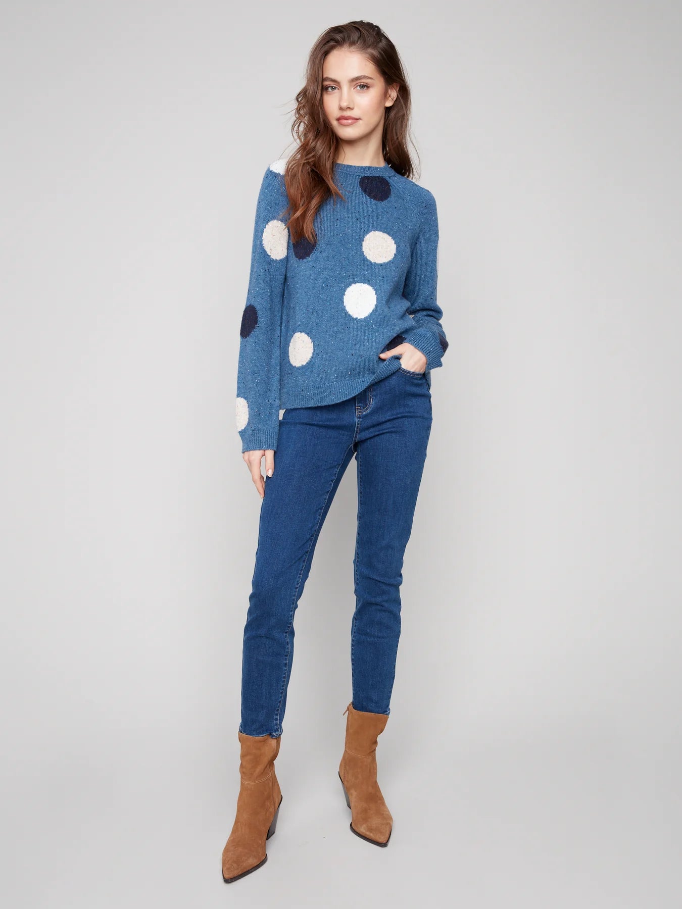 CHARLIE B NEPS YARN MOCK NECK SWEATER - OXFORD